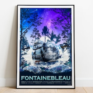Fontainebleau-Poster bei Nacht, der magische Wald vor den Toren von Paris – Druck auf hochwertigem Papier – Lieferung bei Point Relais®