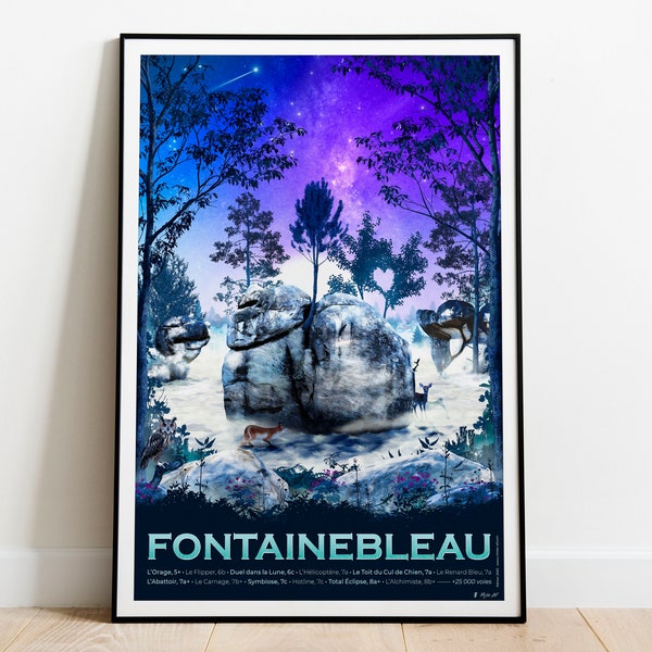 Affiche Fontainebleau la nuit, la forêt magique aux portes de Paris - Tirage sur un papier de haute qualité - Livraison Point Relais®