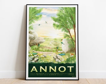 Annot poster, bouldering in nature - Printed on high quality paper - Village in Provence Alpes Côte d'Azur - Point Relais delivery