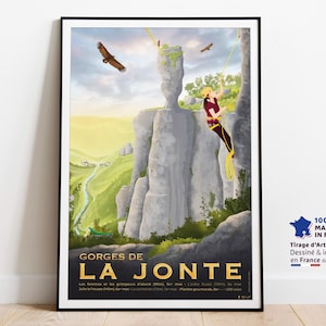 Póster de las Gargantas de Jonte, escalada en roca en las montañas de Cévennes, en Lozère - Impreso en papel de alta calidad - Póster de viaje