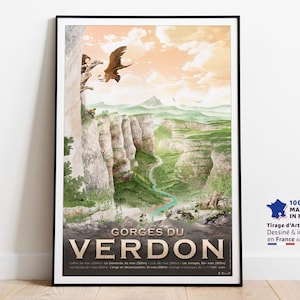 Póster de las Gargantas del Verdon, el Yosemite de Francia: Impresión artística en papel de alta calidad. Decoración moderna inspirada en el Parque Nacional Francés.