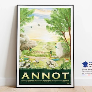 Póster de Annot, escalada en bloque al aire libre - Impreso en papel de alta calidad - Pueblo en Provenza-Alpes-Costa Azul - Entrega en punto de recogida