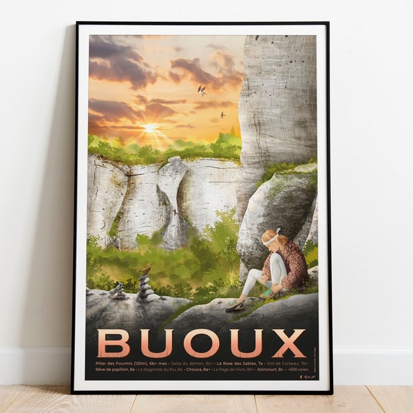 Affiche Buoux, falaise d'escalade dans le Luberon en Provence - Tirage d'art sur un papier de haute qualité  - Livraison Point Relais®