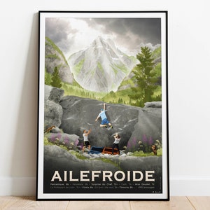 Cartel de Ailefroide, los bloques del País de Écrins, Alpes y montañas - Impresión artística impresa en papel de alta calidad - Entrega en un punto de relevo