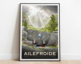Ailefroide poster, the blocks in the Pays des Écrins, Alps and mountains - Art print printed on high-quality paper - Delivery to a Relay Point