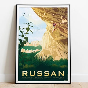 Russan poster, climbing in the Gard, cliff & nature - Print on high quality paper - climb mountaineer - Delivery Point Relais