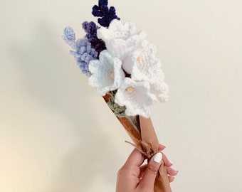 Bouquet fait main de glaïeuls et de lavande au crochet
