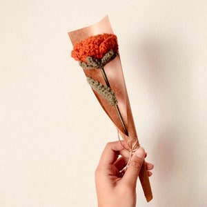 Fleur de rose faite main au crochet Orange