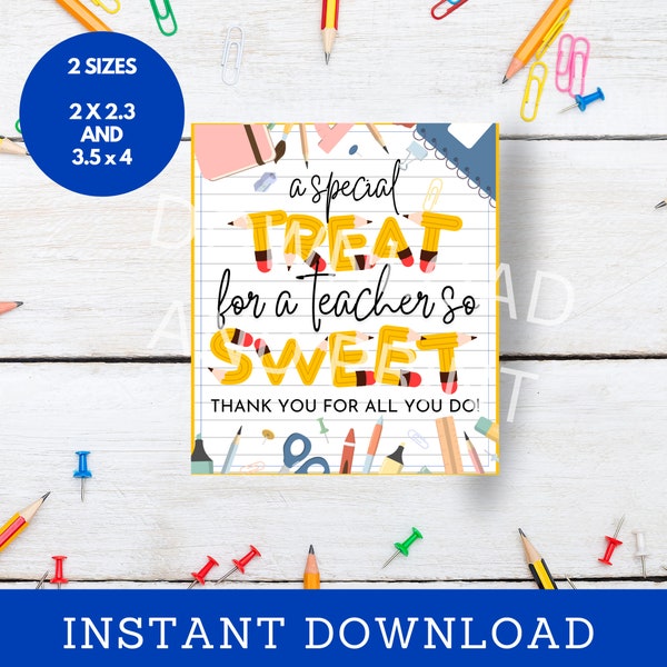 Teacher Sweet Treat Tag, Teacher Appreciation Tag, Teacher Thank You Tag, Appreciation Week Tag, Baked Food Snack Favor Teacher Cookie Tag