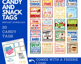 Finals Care Package Tags, Motivational Candy Snack Gift (PDF Download)