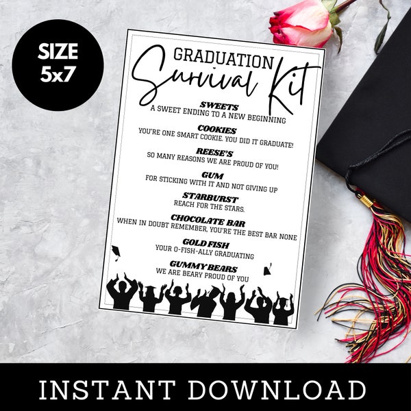Graduation Survival Kit Gift Tags, Graduation Party Favors, High School Grad College Grad, Seniors Class of 2024 Graduation Tags