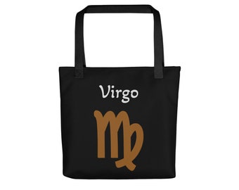 Astrology Tote - Virgo Zodiac Symbol - August September Birthday - Brown Virgo Gift - Personalized Shoulder Bag Her - Mystic Cosmic Purse