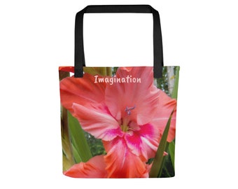 August Birth Month Flower Tote - Gladioli Symbolize Imagination Shoulder Bag - Custom Birthday Carryall - Nature Theme Purse - Gift for Her
