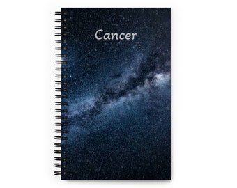 Cancer Zodiac Spiral Notebook - Astrology Lover Logbook - June July Birthday - Personalized Journal - Gratitude Diary - Travel Book