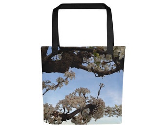 Spring Blossoms Tote - Floral Tree Shoulder Bag - Botanical Carryall - Blooming Pear Tree Purse