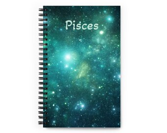 Pisces Zodiac Spiral Notebook - Astrology Lover Logbook - February March Birthday - Personalized Journal - Gratitude Diary - Travel Book