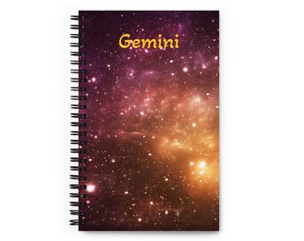 Gemini Zodiac Spiral Notebook - Astrology Lover Logbook - May June Birthday - Personalized Journal - Gratitude Diary - Travel Book