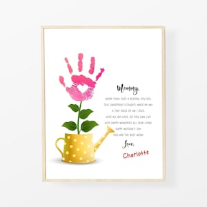 Muttertags-Handabdruck zum Ausdrucken, Muttertagsgedicht, Blumen-Handabdruckkunst, Glückwunschkarte zum Muttertag für Kinder, Erinnerungsgeschenk für Mama