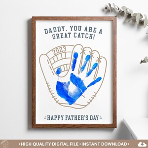 Regalo de papá de béisbol, regalo del día del padre, arte de huellas de manos, regalo de cumpleaños de papá, regalo de hijo, regalo de recuerdo de niños, impresión de huellas de manos de béisbol