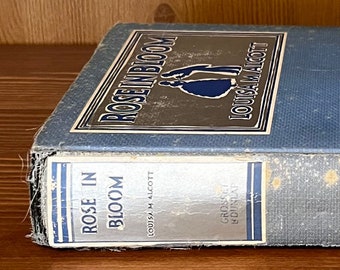 Vintage Novel Rose in Bloom by Louisa May Alcott Copyright 1918 Rare Vintage Book Blue Cloth Bound Hardcover Novel
