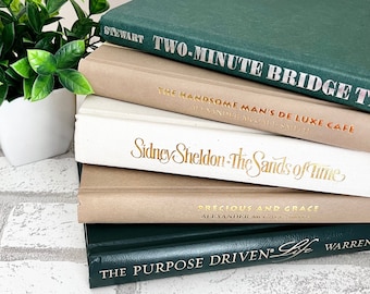 Green Book Stack Book Shelf Decor Farmhouse Decor Book Decorative Book Modern Decor Home Staging Book Decor Wedding Decor Modern Farmhouse