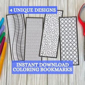 Bookmark to Color Digital Download Printable Bookmark to Color Instant Download Book Marks Graphic Design Book Mark Adult Coloring Bookmark