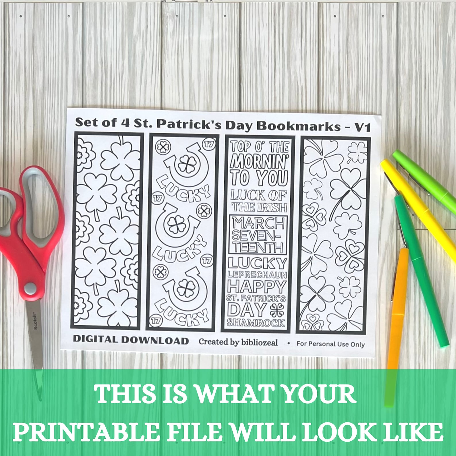 St Patrick's Day Printable Bookmark Adult Coloring Bookmarks Digital ...