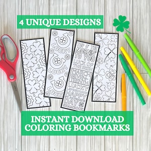 Jour de la Saint-Patrick imprimable marque-page adulte coloriage signets téléchargement numérique coloriage marque-page marque-page personnalisé imprimable adulte