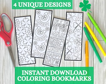 St Patrick's Day Printable Bookmark Adult Coloring Bookmarks Digital Download Coloring Book Mark Custom Book Marks Printable Adult