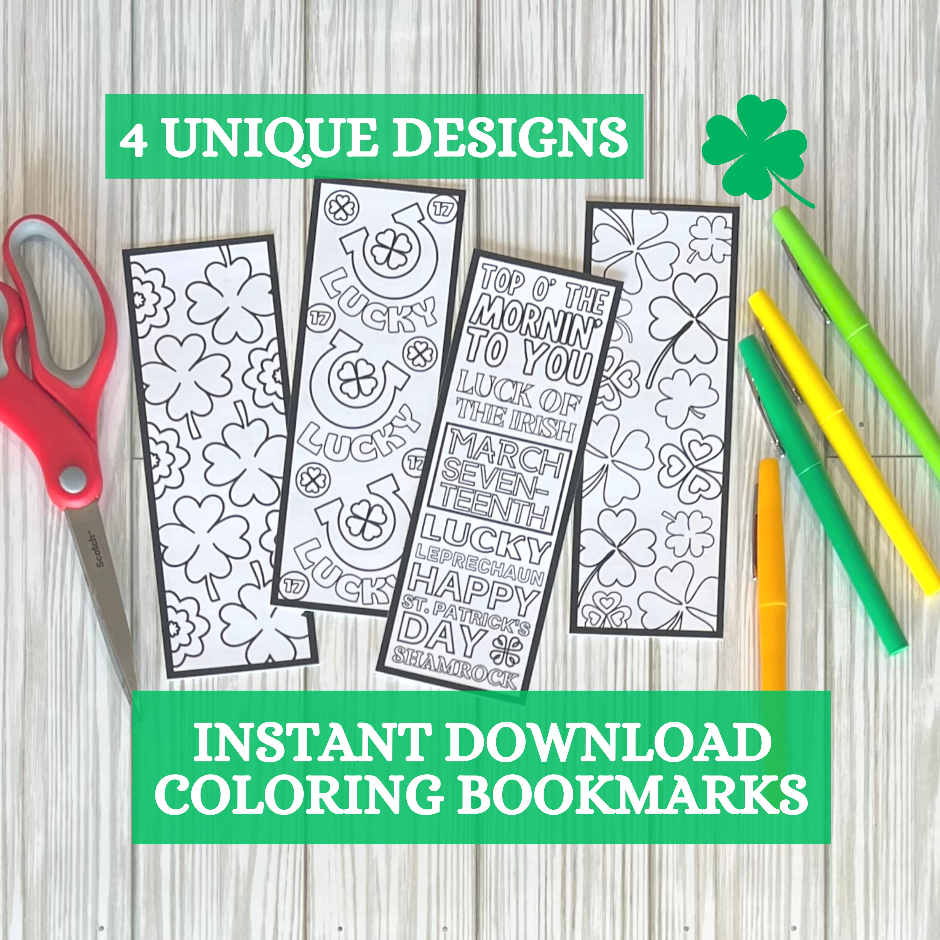 St Patrick's Day Printable Bookmark Adult Coloring Bookmarks Digital ...