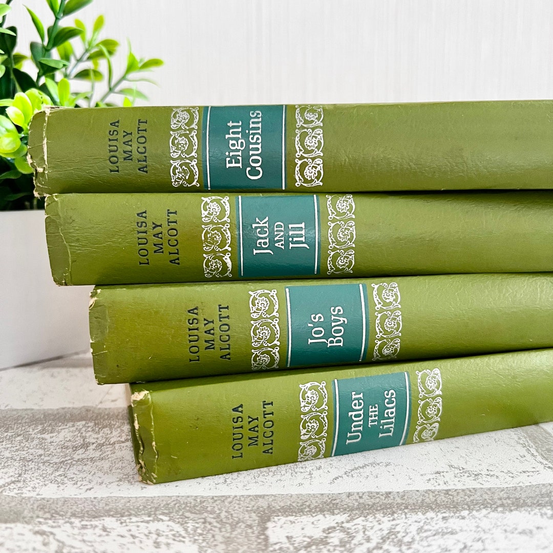 Louisa May Alcott Book Set Decor Vintage Green Book Decor Shelf Decor Vintage Decor Farmhouse