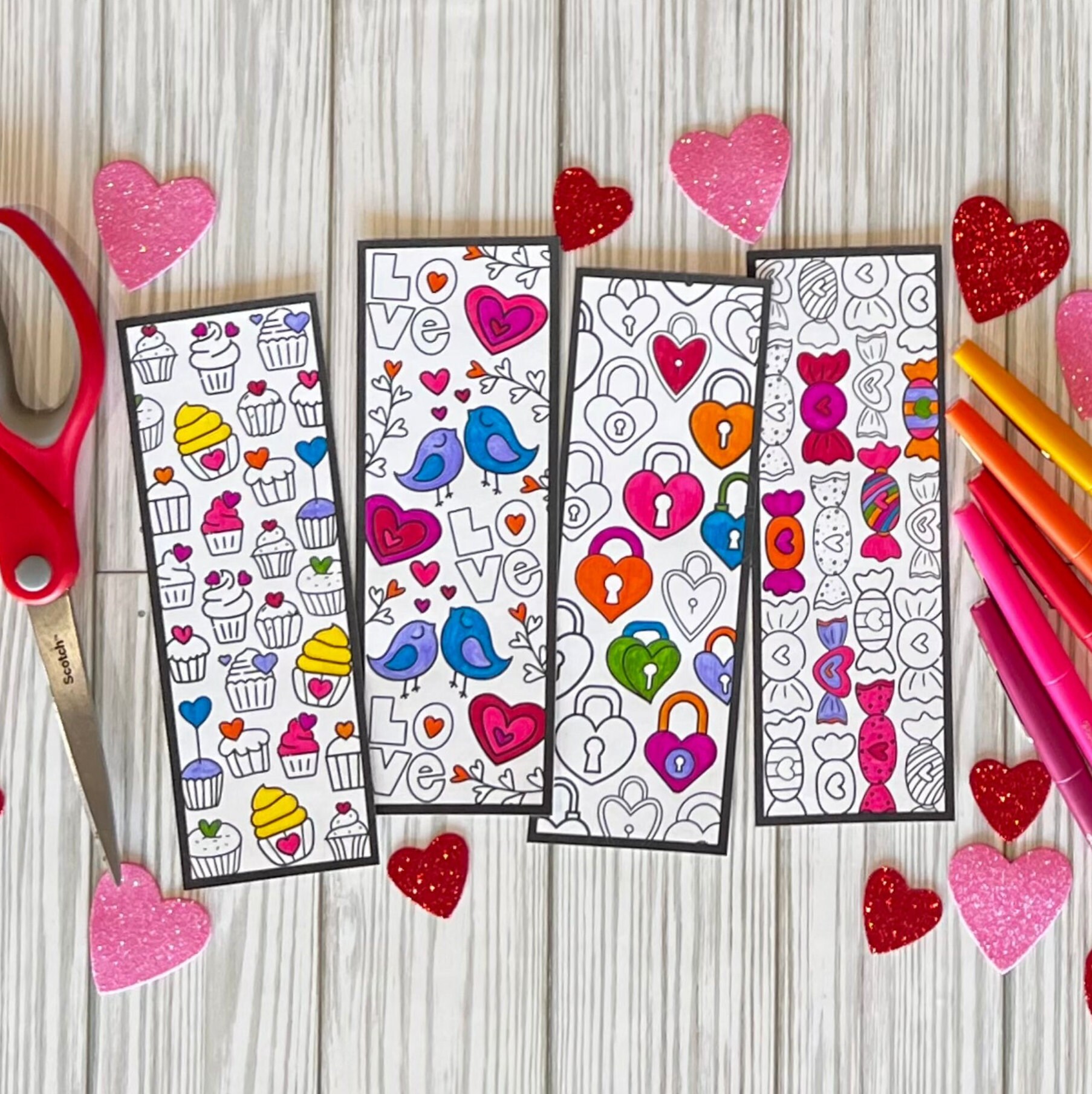 Coloring Bookmarks Valentines Day Activity for Kids Printable Book ...