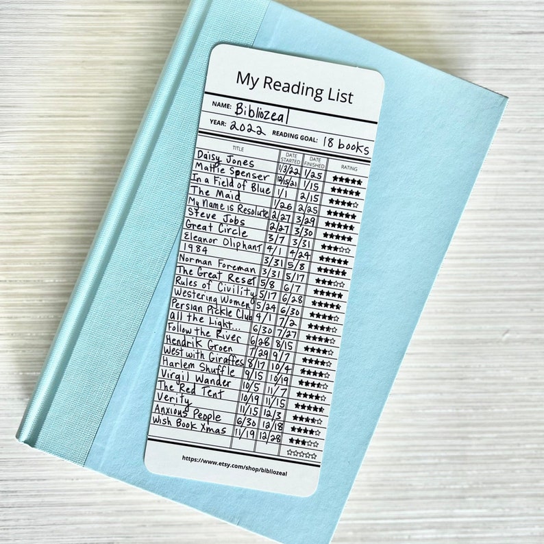 Reading List Bookmark Reading Goal Bookmark Customized Bookmark Fill In Bookmark Reading Log Tracker Reading Goal Tracker Book List Tracker image 2