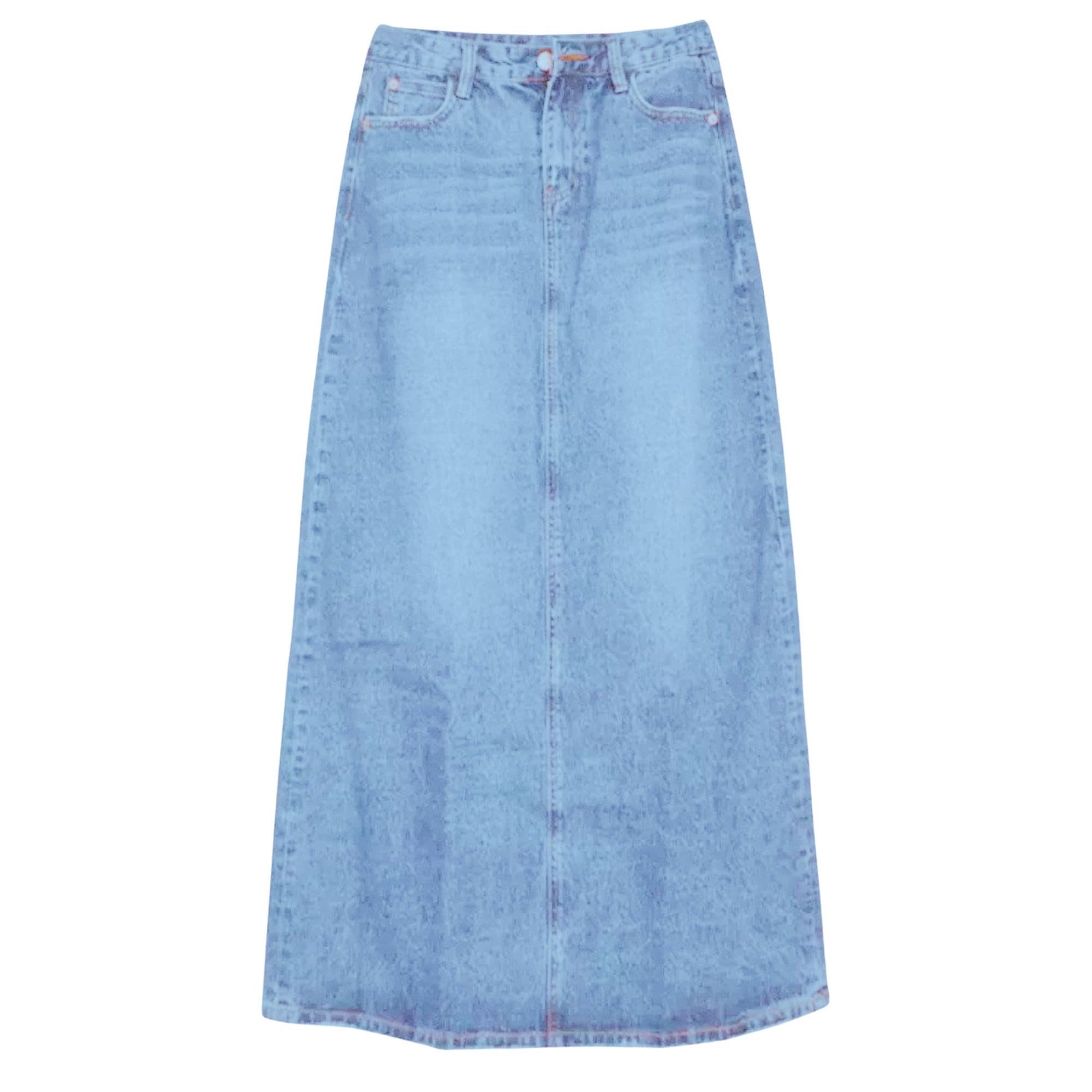 Light Wash Denim Maxi Skirt - Etsy