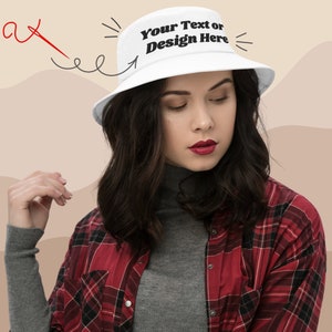 Custom Embroidered Bucket Hat: Submit Your Design, Logo, or Text to Receive a Personalized Hat - Perfect Gift or for Business/Sports Team