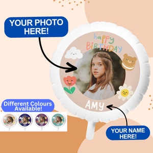 Custom Photo Helium Balloon: Cute Boho Aesthetic Kids Birthday Balloon - Personalized Balloon, Perfect as Decor or a Gift!