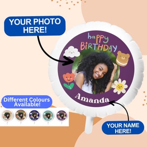 Custom Photo Helium Balloon: Cute Boho Aesthetic Birthday Balloon - Personalized Balloon, Perfect as Decor or a Gift!