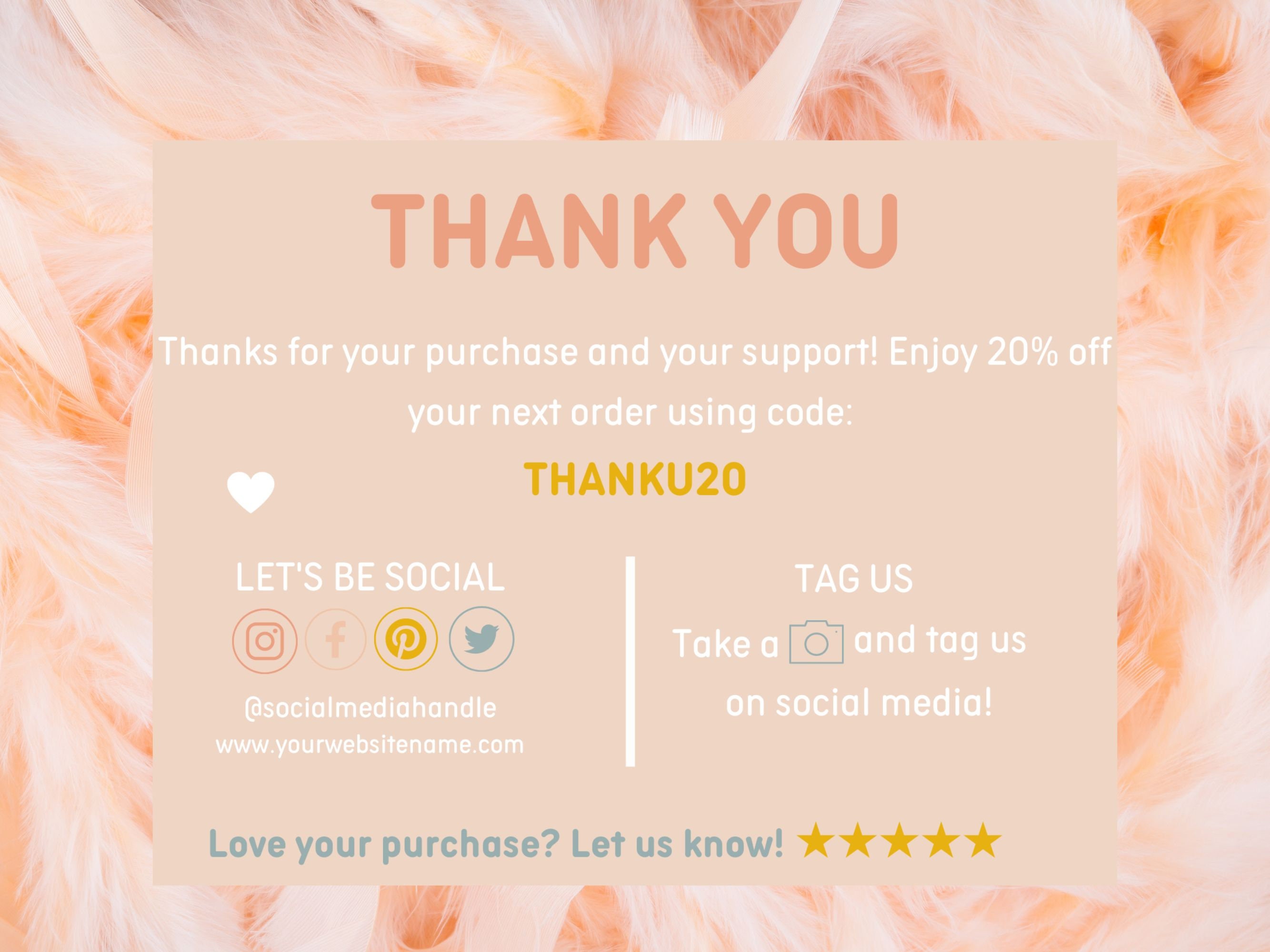Editable Thank You Card Canva Template Small Business Thank - Etsy