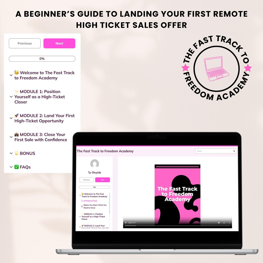 The Fast Track to Freedom Academy | Beginner High Ticket Sales Course ...