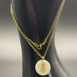 Fresh water shell pendant, Pineapple, necklace