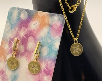 Starfish Necklace and earring set, Gold tone