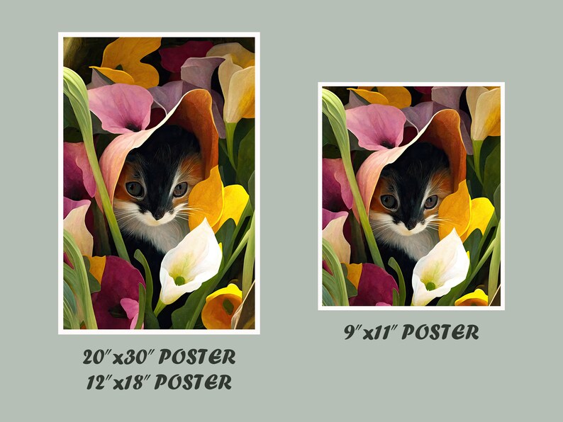 Calla Lily Wall Art, Cat Plant Print, Calla Lily Artwork, Floral Decor