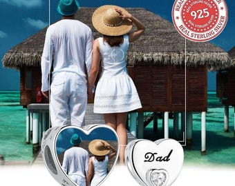 Charm de pulsera con foto personalizado en plata de ley 925, compatible con pulsera Pandora, charm con foto personalizado, regalo con foto PC-033