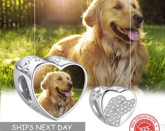 Charm de pulsera con foto personalizado en plata de ley 925, compatible con pulsera Pandora, charm con foto personalizado, regalo con foto PC-029