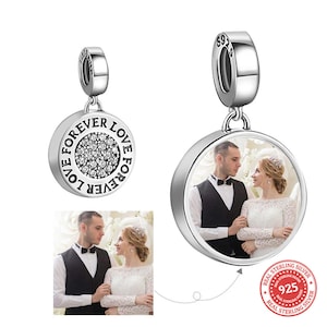 Custom Photo Charm of Bracelet, Photo Charm of Necklace,Fits Pandora Bracelet,Individual Personalized Photo Charm, Photo Gift, PC-020