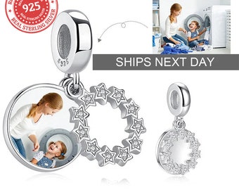 925 Sterling Silver, Custom Photo Charm of Bracelet, Fits Pandora Bracelet, Individual Personalized Photo Charm, Photo Gift PC-017