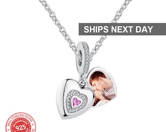 925 Sterling Silver, Custom Photo charm with Necklace, Individual Personalized Photo Charm, Photo Gift PCN-023