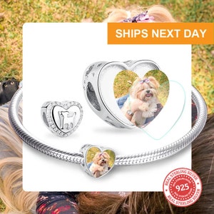 Custom Photo Charm of Bracelet,pet memorial, Fits Pandora Bracelet Necklace,, Photo Gift,Dog Charm,Pet lover gift PC-025