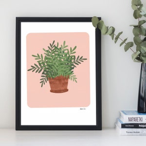 Plant Illustration Print | Terra Cotta Tropical Plant | Illustrated Plant Print | Plant Poster | Instant Download