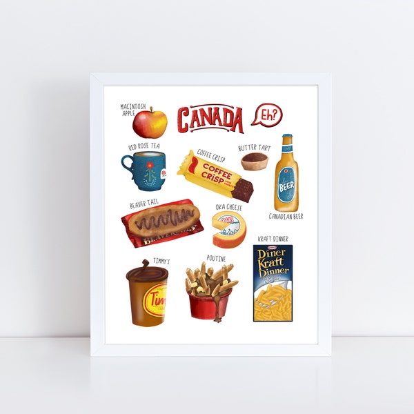 Foods of Canada Print | Canada Poster | Canada Art | Poutine | Illustrated Food Poster | Instant Download | Print at Home Poster